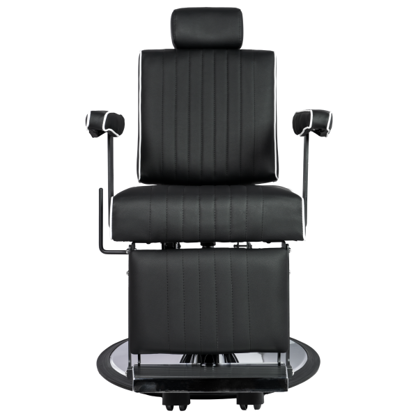 Karma Nerang Barber Chair Black & Chrome with White Piping 04150102WP Barber Chair Karma