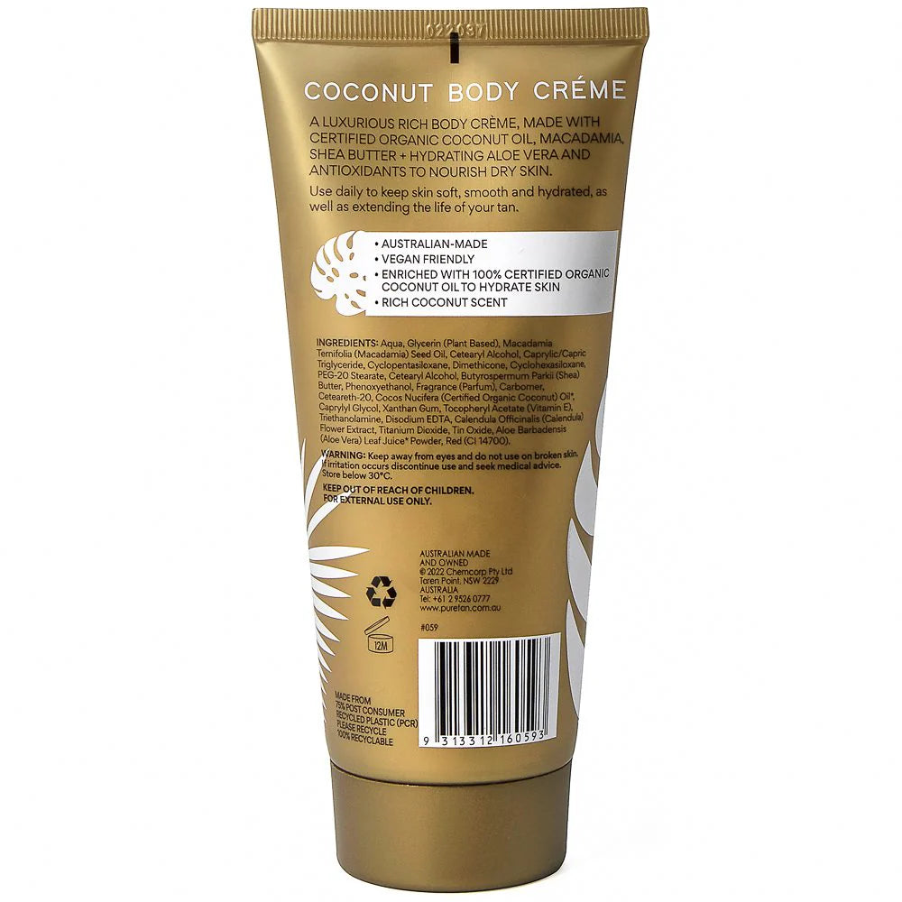 Puretan Coconut Body Crème 200ml Tanning Puretan
