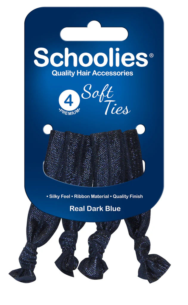 Schoolies SC421 Soft Ties 4pc Real Dark Blue Hair Clips- Ties - Accessories Schoolies
