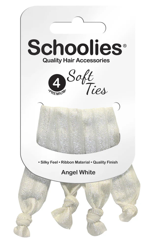 Schoolies SC429 Soft Ties 4pc Angel White Hair Clips- Ties - Accessories Schoolies
