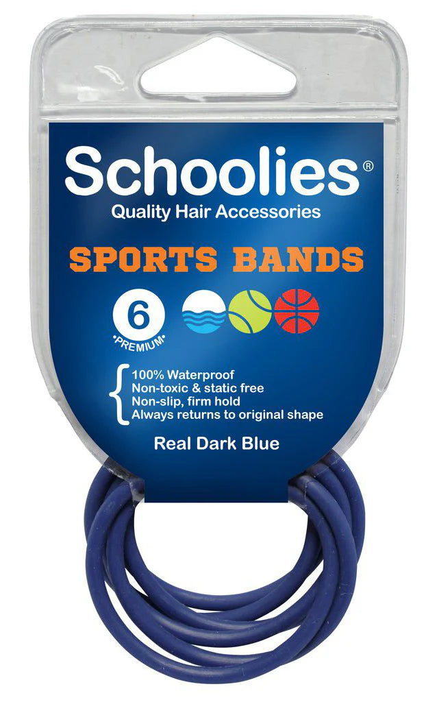 Schoolies SC481 Sports Bands 6pc Real Dark Blue Hair Clips- Ties - Accessories Schoolies