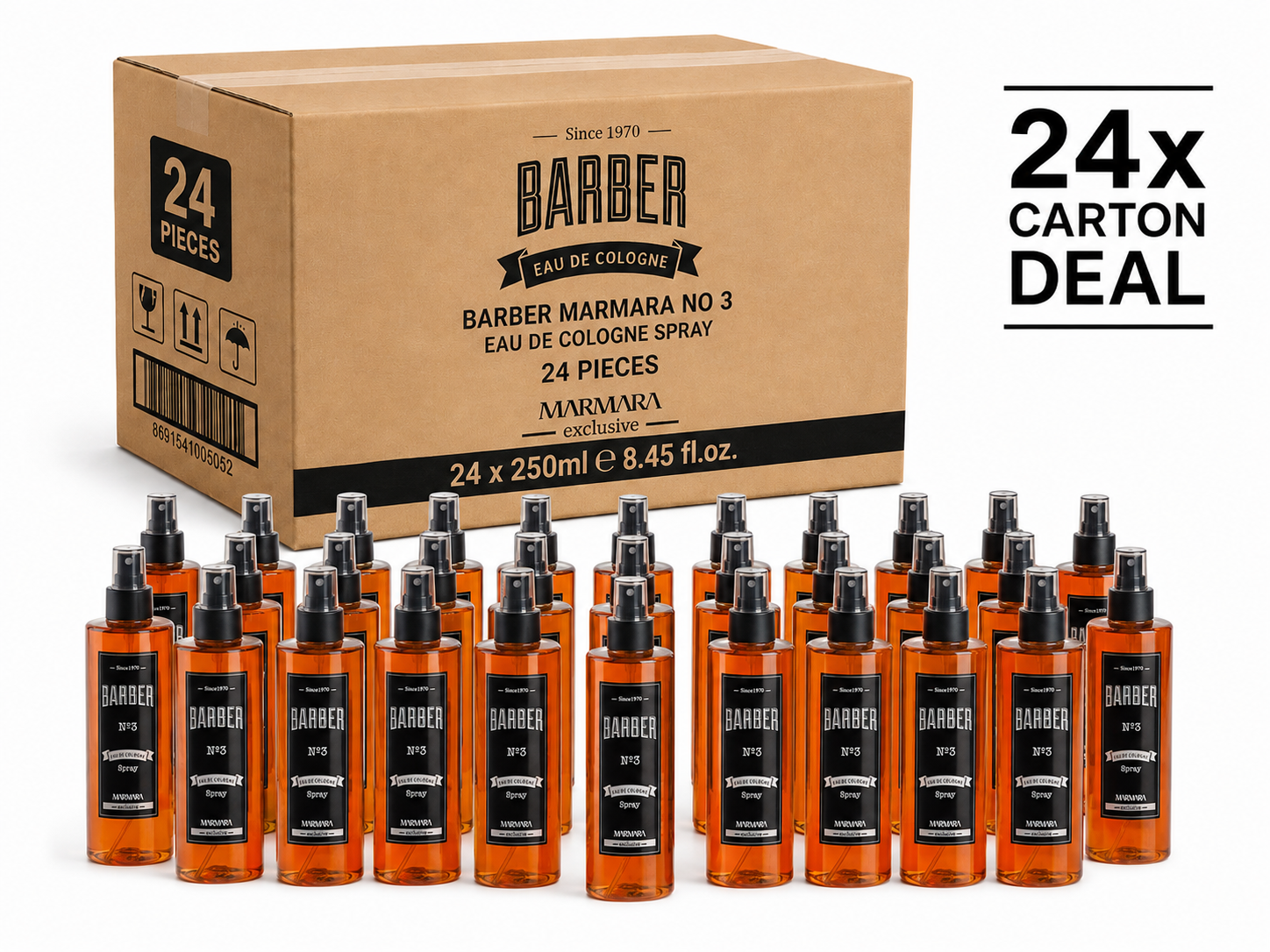 24x Barber Marmara Eau De Cologne No. 3 250ml – Cologne & Aftershave Cologne Barber Marmara