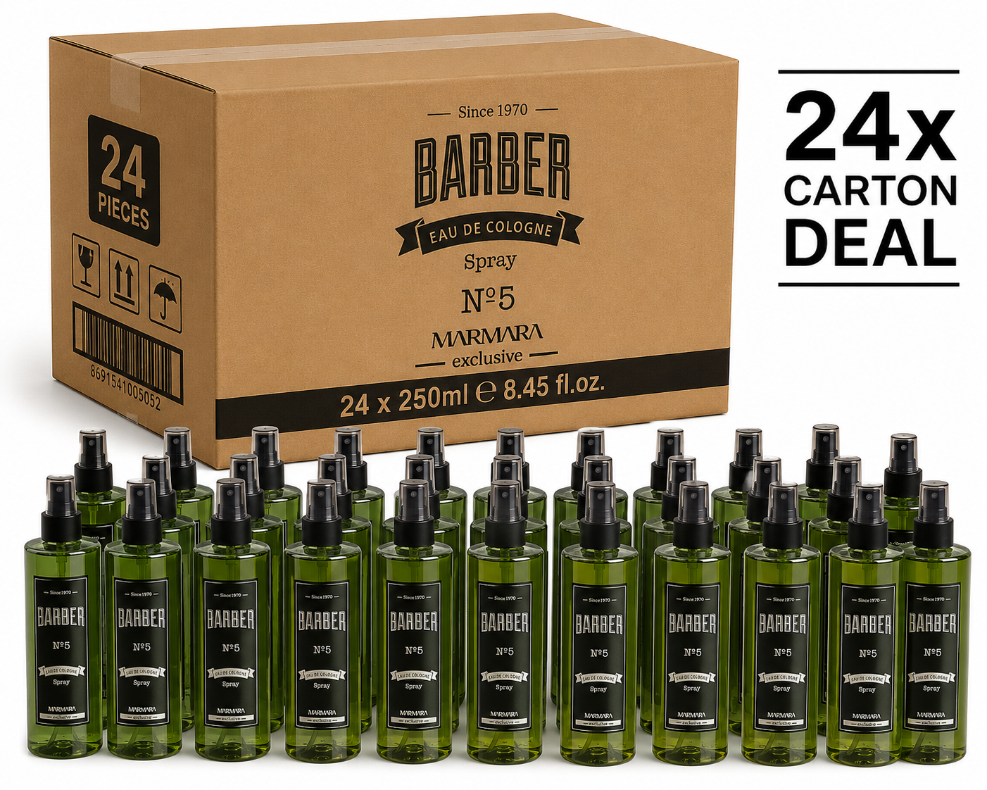 24x Barber Marmara Eau De Cologne No. 5 250ml – Cologne & Aftershave