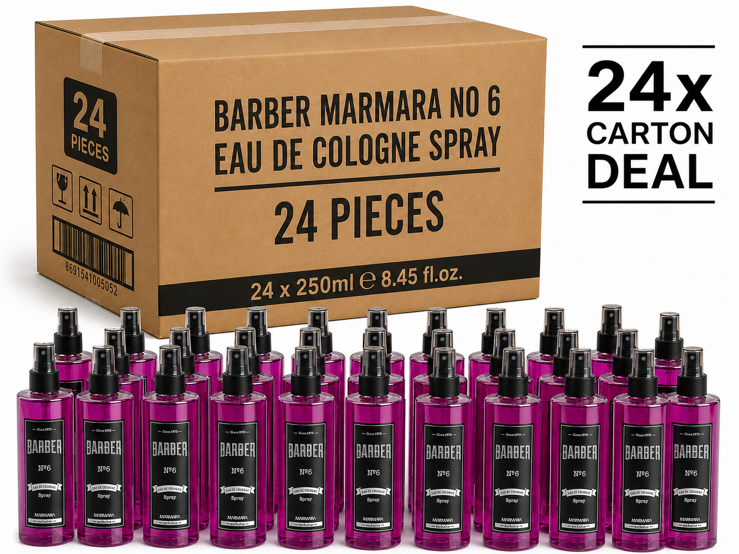 24x Barber Marmara Eau De Cologne No. 6 250ml – Cologne & Aftershave