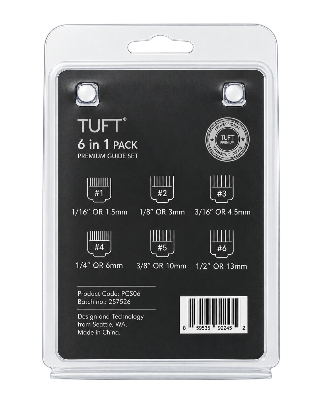 TUFT Non-Magnetic Premium Clipper Comb Attachments - 6 Pack
