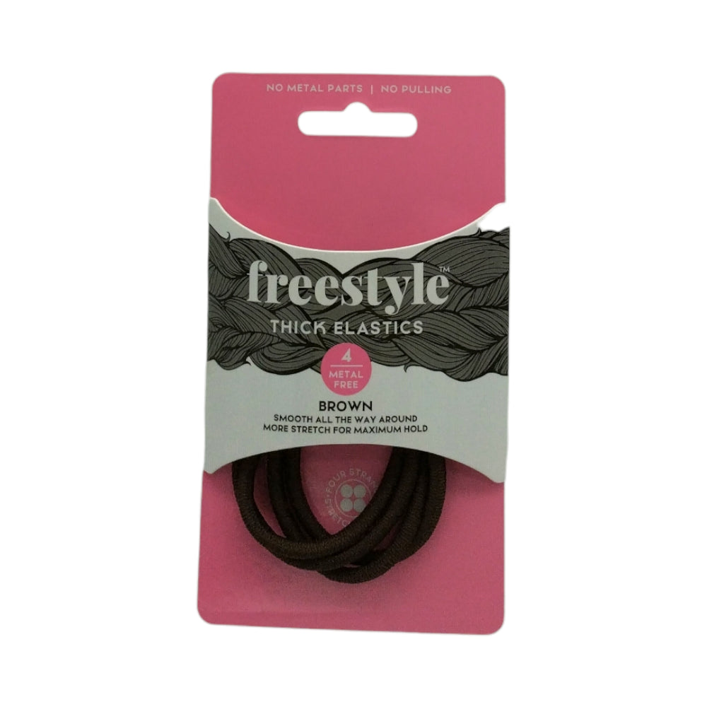 Freestyle Thick Hair Elastics Metal Free Brown 4pc Hair Clips- Ties - Accessories Freestyle