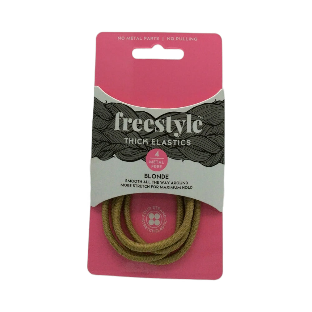 Freestyle Thick Hair Elastics Metal Free Blonde 4pc Hair Clips- Ties - Accessories Freestyle