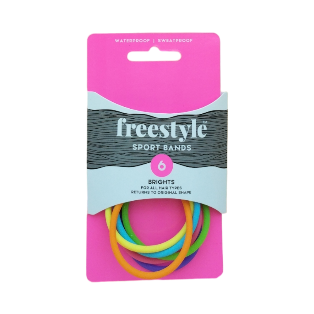 Freestyle Non-Slip Sports Bands Brights 6pc Hair Clips- Ties - Accessories Freestyle