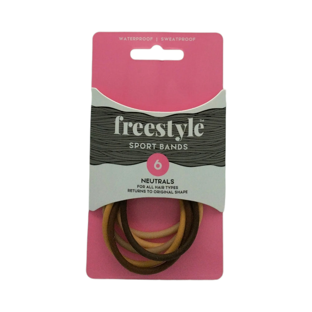 Freestyle Non-Slip Sports Bands Neutrals 6pc Hair Clips- Ties - Accessories Freestyle