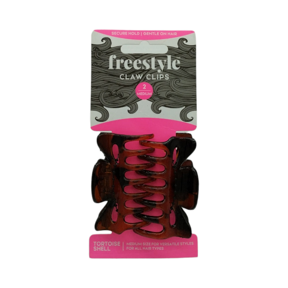 Freestyle Claw Clips Medium Tortoise Shell 2pc Hair Clips- Ties - Accessories Freestyle
