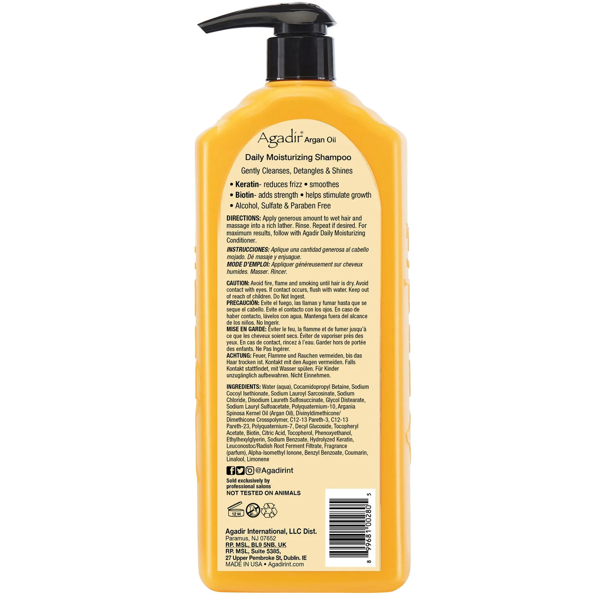 Agadir Argan Oil Daily Moisturising Shampoo 1L – Professional Hydrating Salon Shampoo