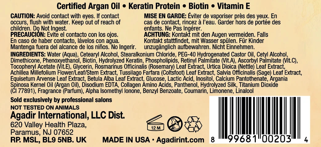 Agadir Argan Oil Moisture Masque 236ml – Professional Deep Hydrating Hair Mask