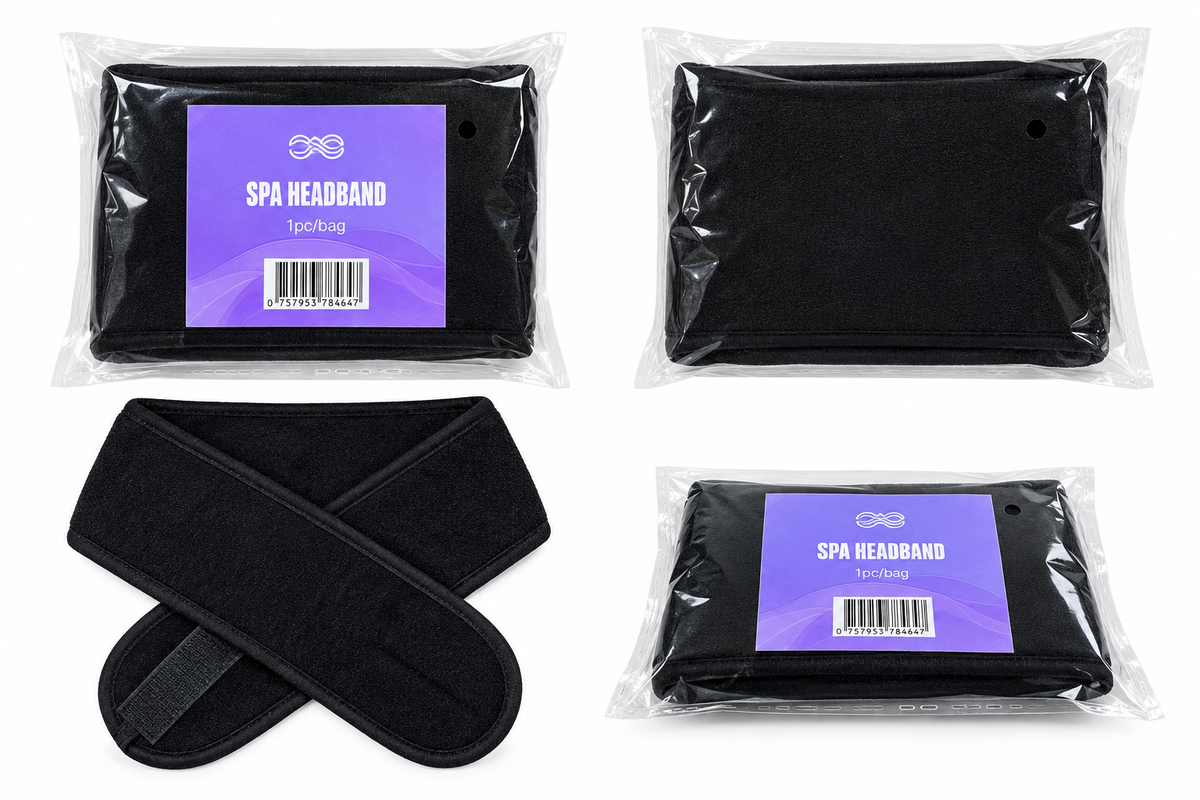 BOB Spa Towelling Headband Black – Professional Reusable Facial & Salon Headband