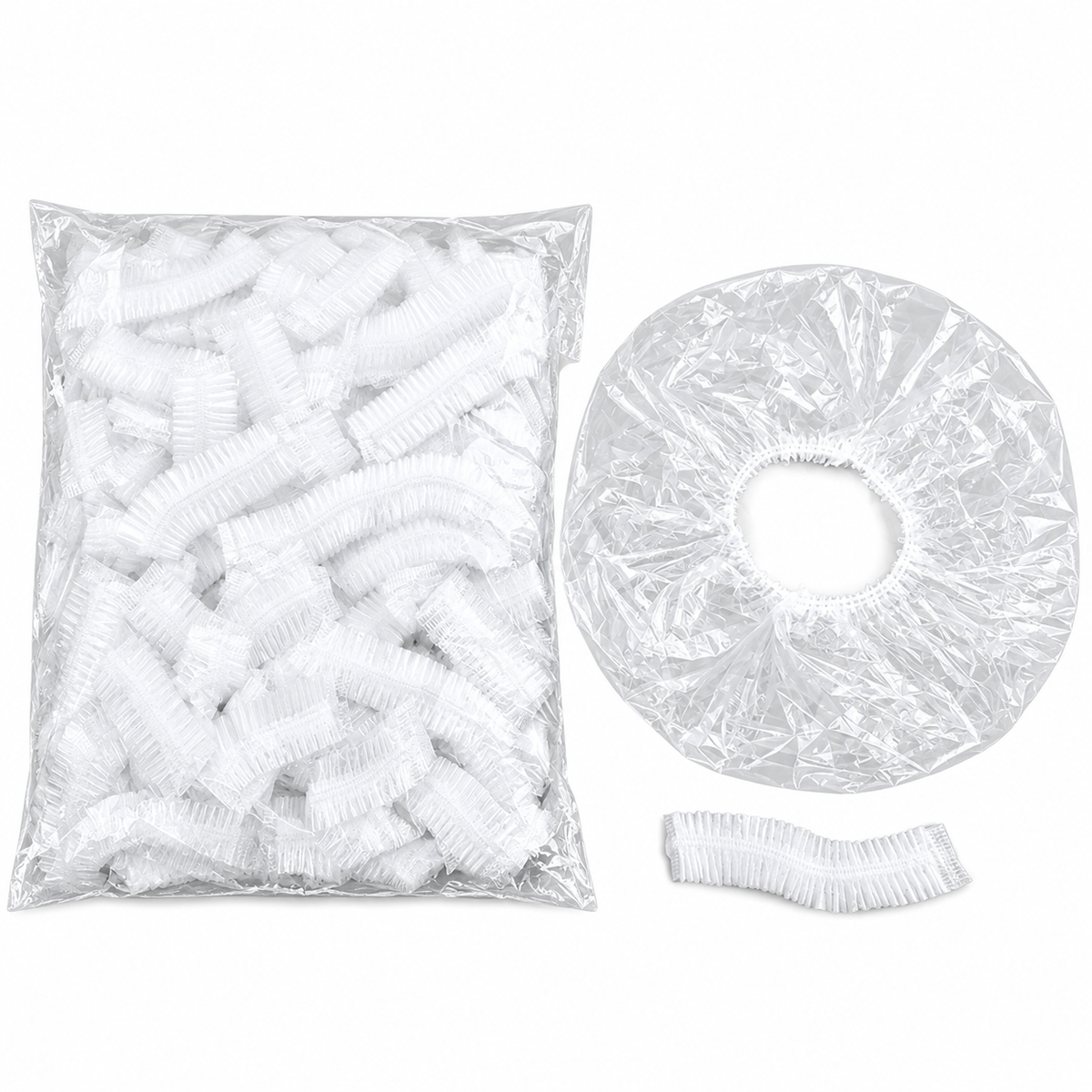 BOB Disposable Plastic Shower Caps 100 Pack – Professional Salon & Spa Hair Covers