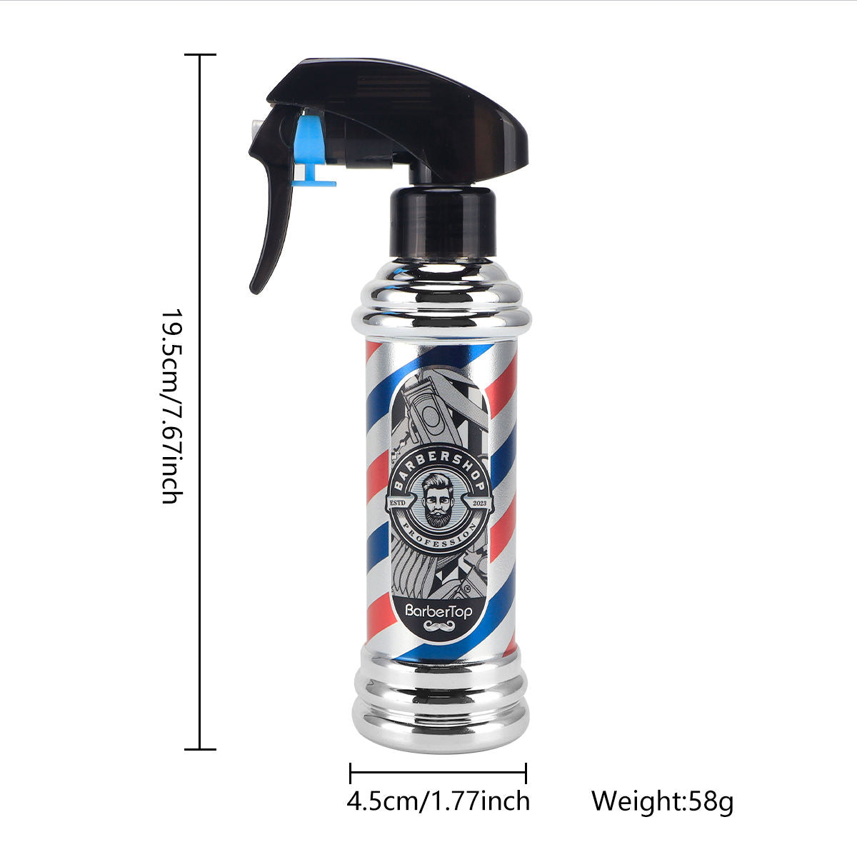 Bob Spray Bottle Red with Barber Pole Design - 180ml Spray Bottles Bob