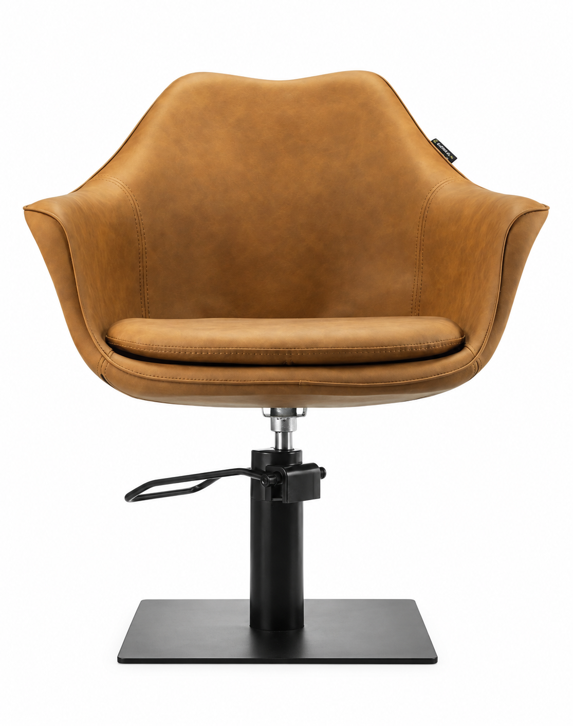 Karma Cronulla Salon Chair 02050501S - Tan with Black Square Base & Black Pump