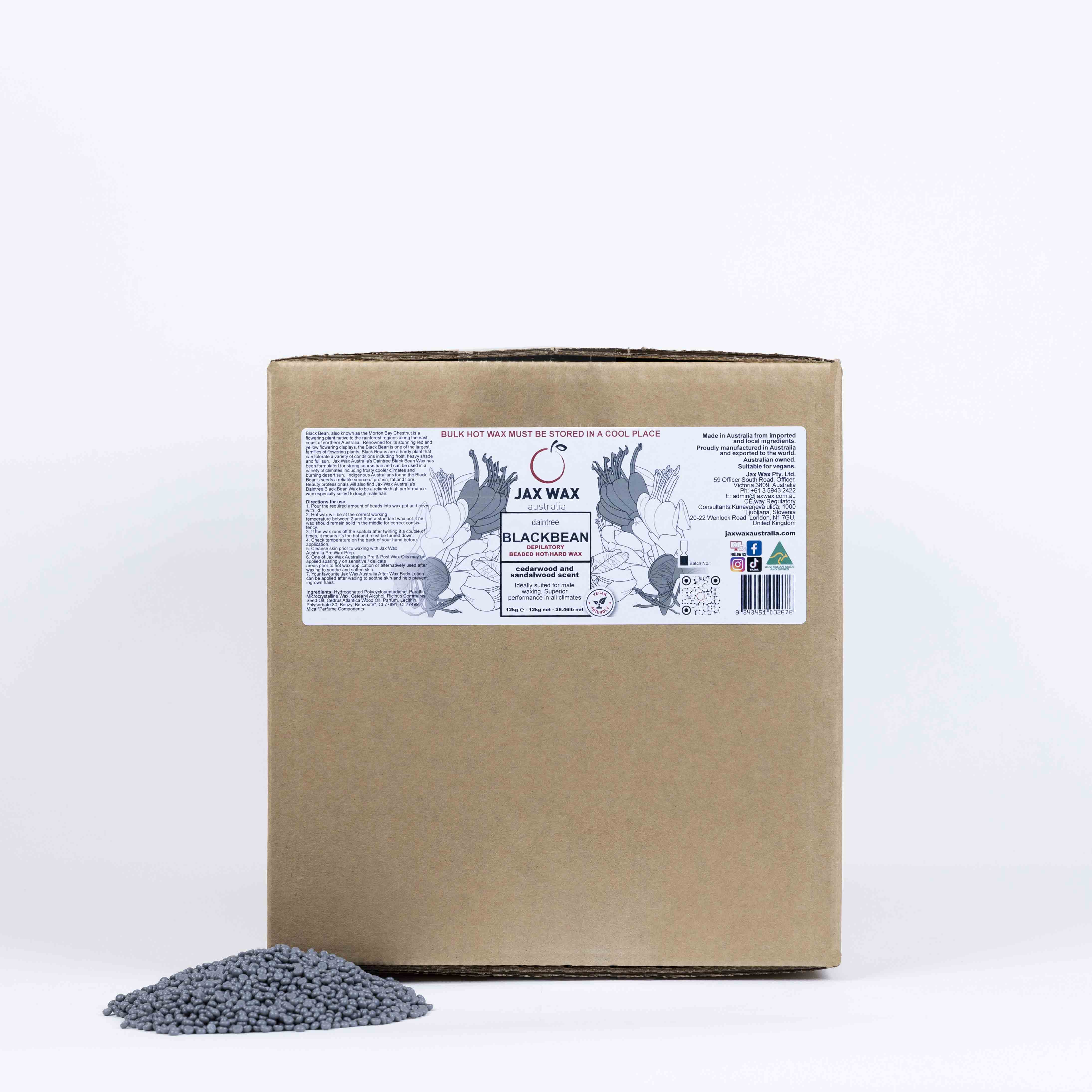 Jax Wax Daintree Blackbean Hot Wax Beads 12kg - Bulk Size Waxing Jax Wax