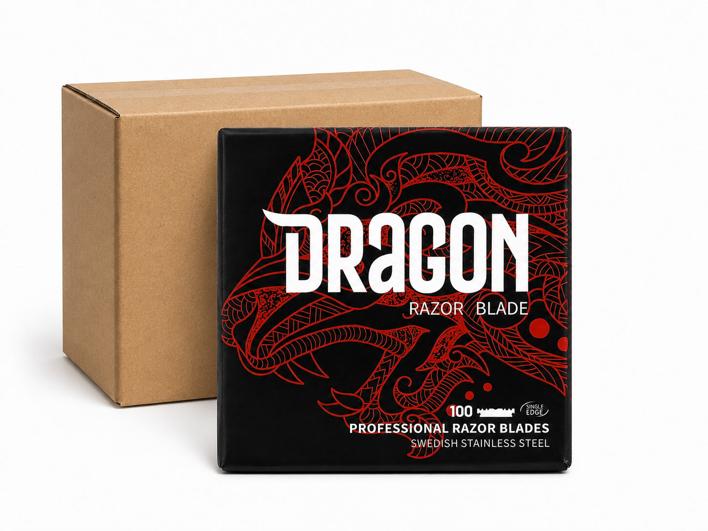 Carton of 24x Dragon Single Edge Professional Razor Blade Refill - 100 Swedish Stainless Steel Blades