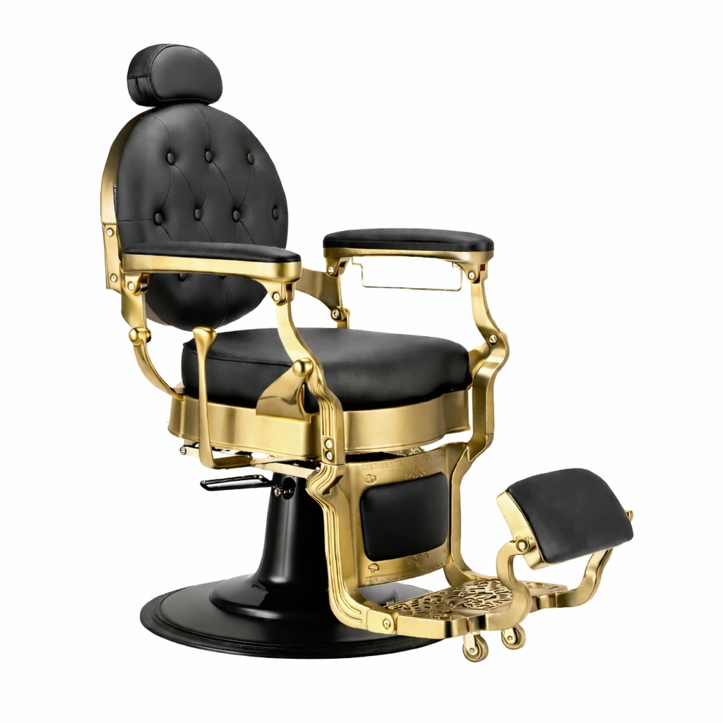 Karma Mackay Professional Barber Chair Black & Gold 04140103– Hydraulic Chair