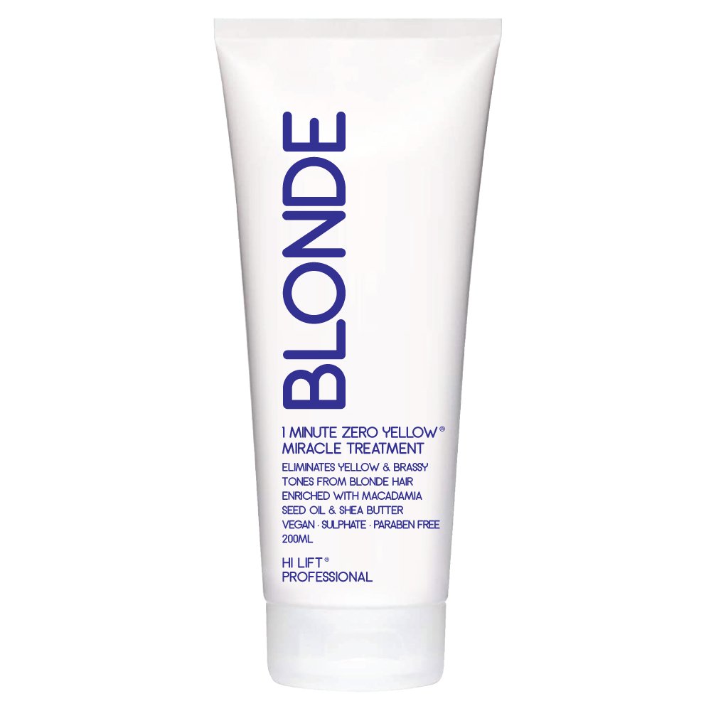 Hi Lift BLONDE 1 Minute Zero Yellow Miracle Treatment 200ml – Anti-Yellow Toning Treatment for Blonde & Grey Hair