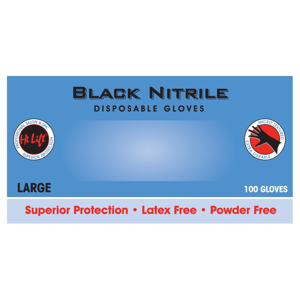 Hi Lift Black Shield Disposable Black Nitrile Gloves 100pk Large Gloves Hi Lift