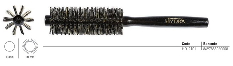 Hydra Tarko HD-2101 Professional Volumising Round Hair Brush 34mm – Timber Handle Hair Brush Hydra