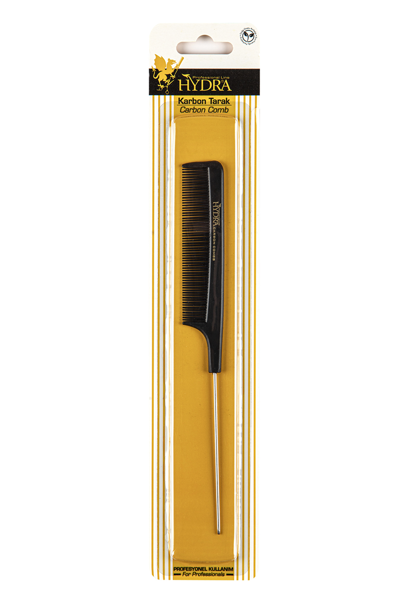 Hydra Tarko HD-2122 Fine Tooth Carbon Anti-Static Professional Metal Tail Comb