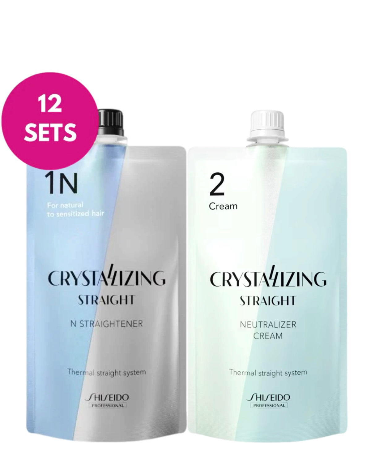 12x Shiseido Straightening Cream Set N1 + 2 Set Natural Hair 400g Permanent Straightening Systems - Relaxers Shiseido