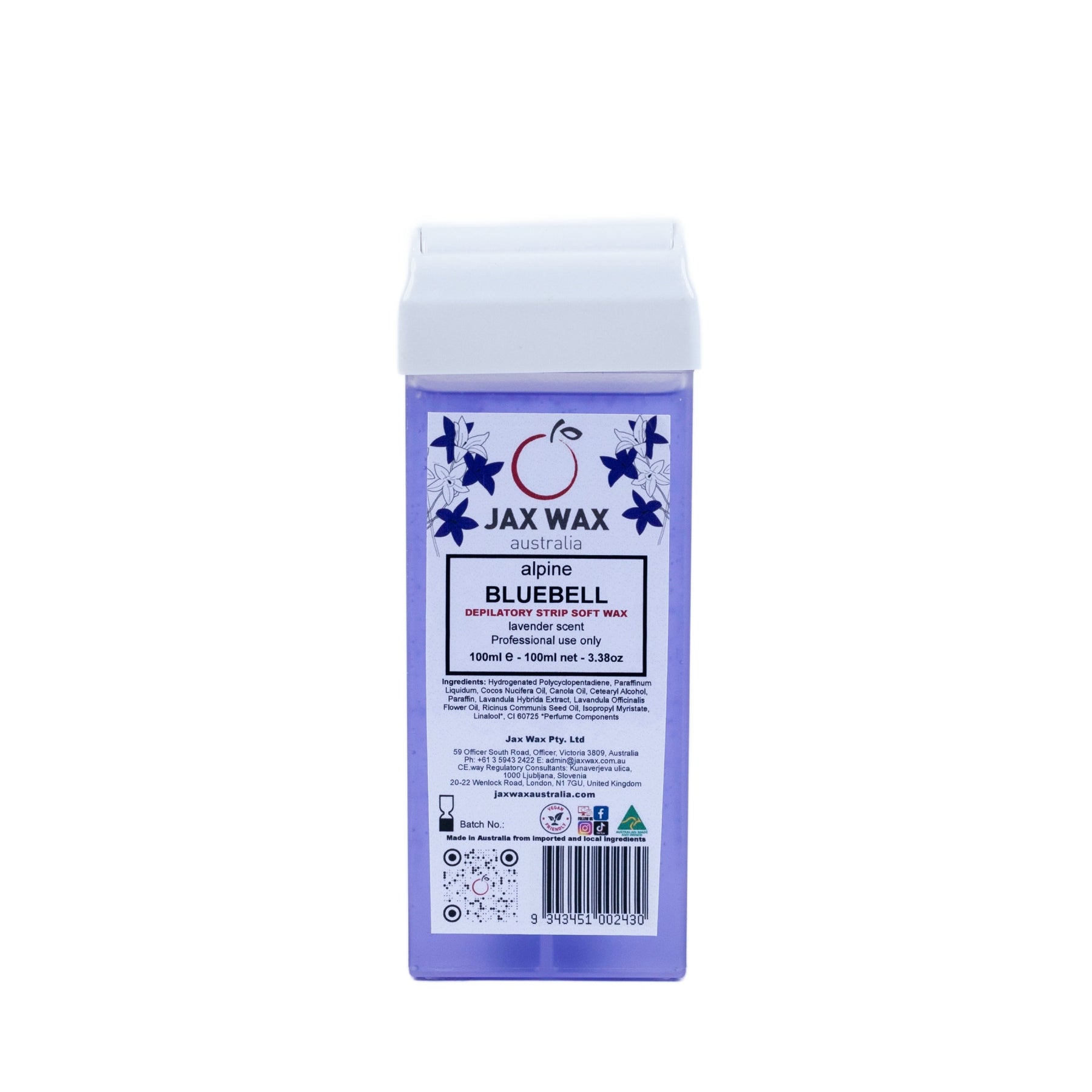 Jax Wax Alpine Bluebell Strip Wax Cartridge with Roller 100ml Waxing Jax Wax