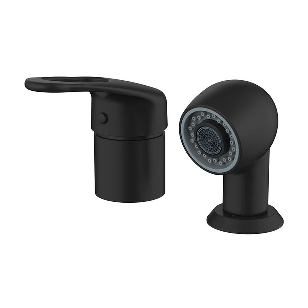 KSHE Mixer Set Matte Black with Dual Spray Hand Shower Shampoo Unit Accessories KSHE