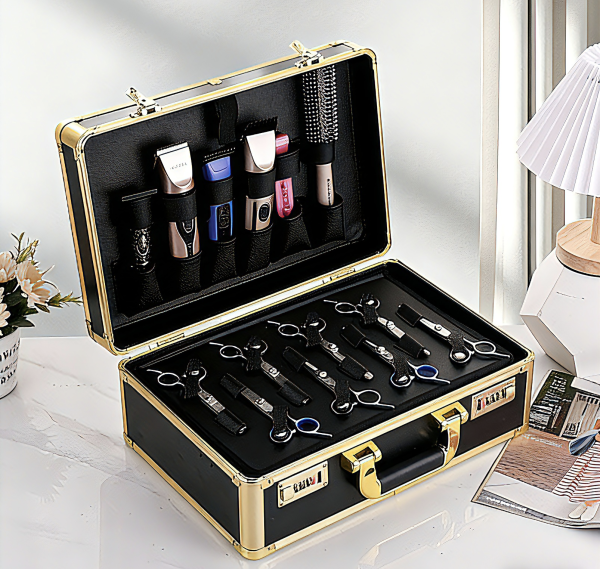 Karma Professional Portable Salon Hard Case Black with Gold Trim KC0103