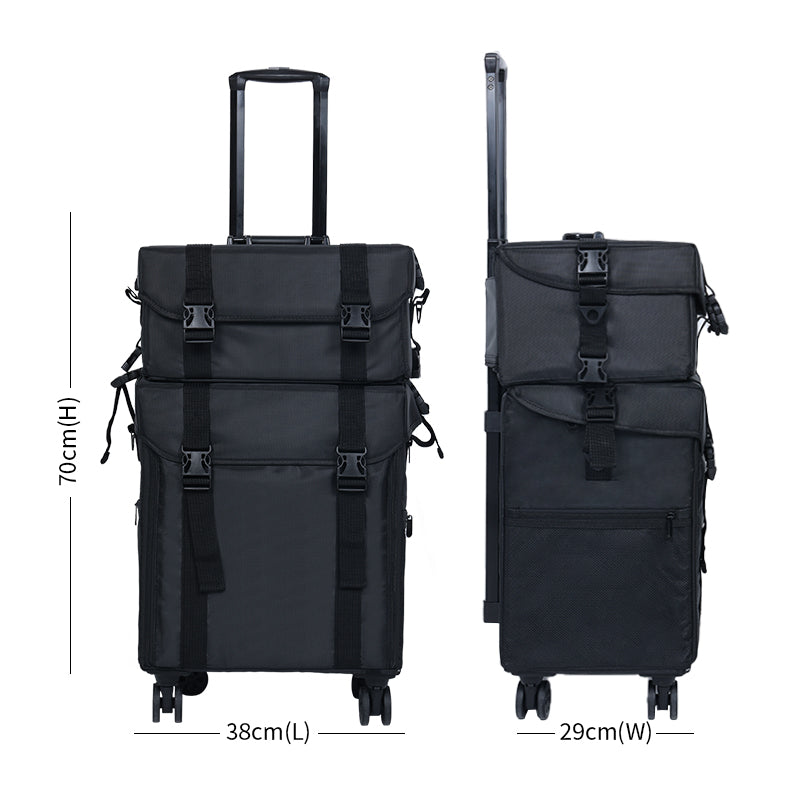 Karma Two Piece Black Nylon Salon Trolley Case with Draws & Shoulder Strap KRC01