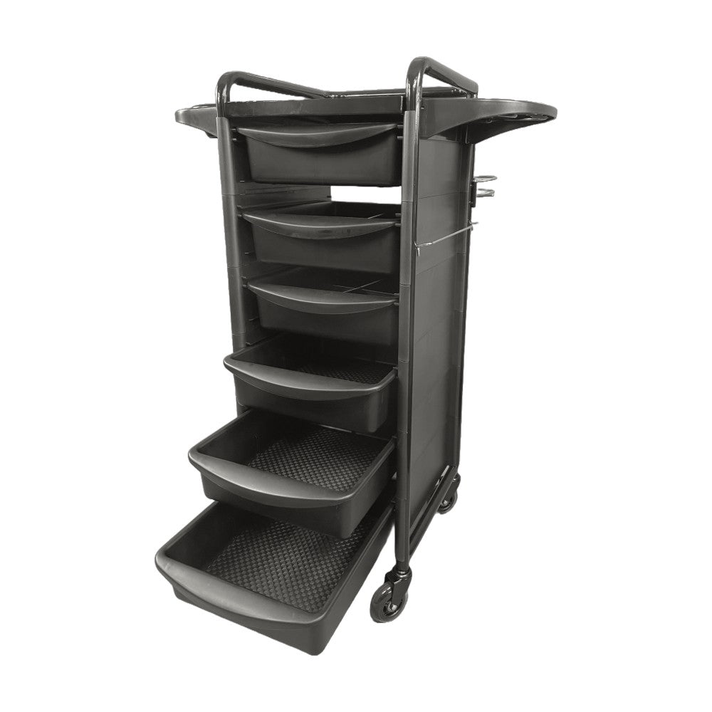 Karma Darwin Full Metal 7 Tier Hair Salon Super Heavy Duty Trolley Black 080501 - Fully Assembled