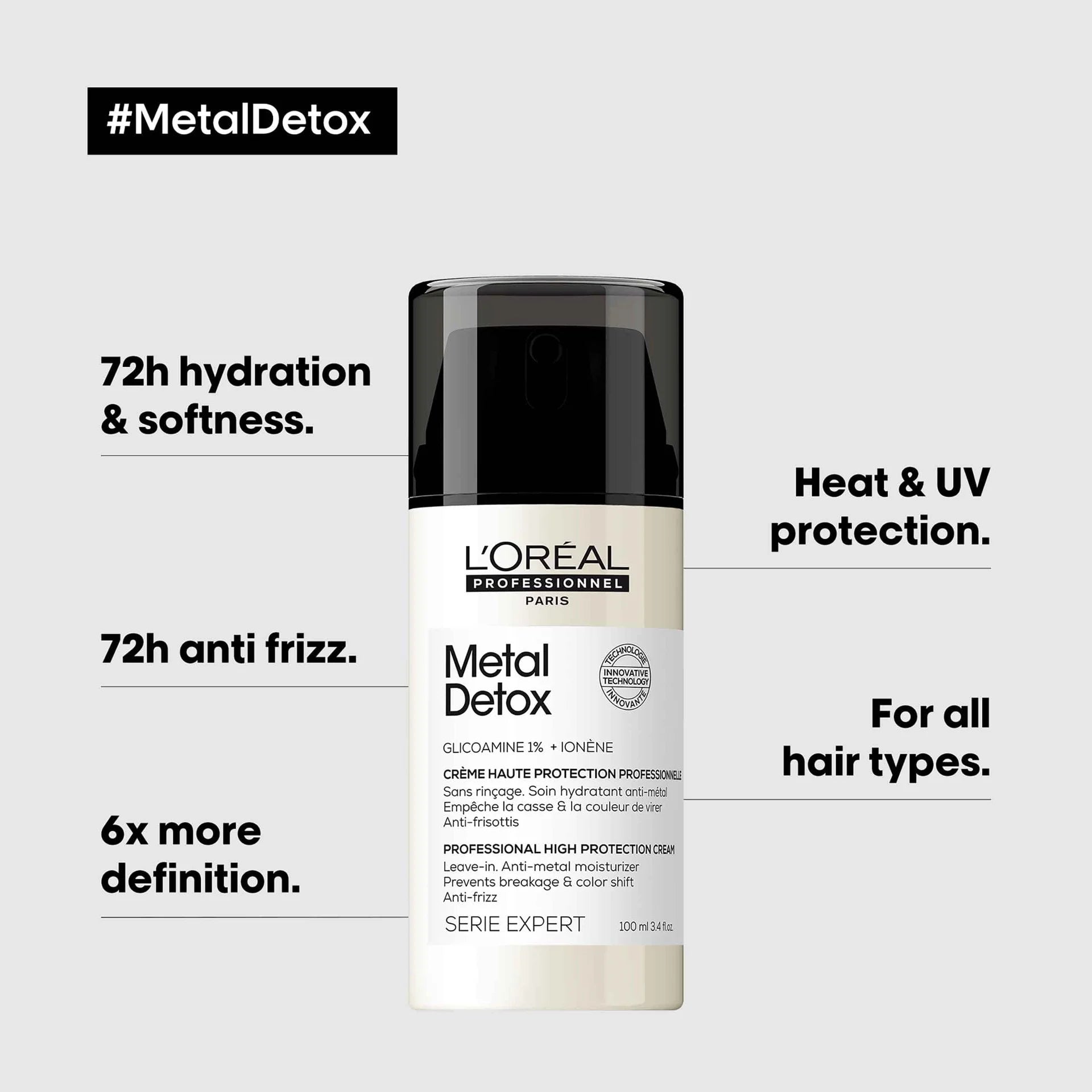 L'oreal Metal Detox Leave-In Cream 100ml Hair Treatment Leave In Loreal