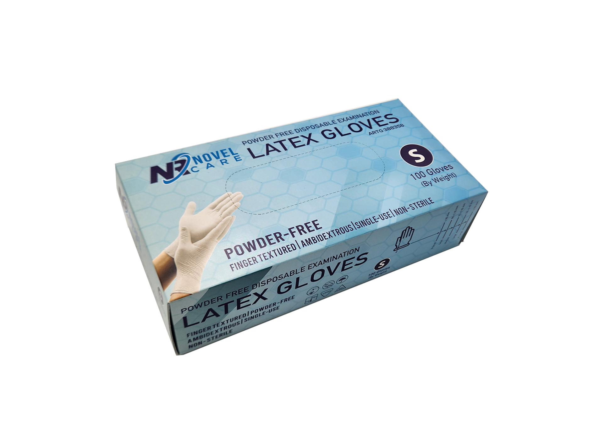 Novel Care Latex Gloves Powder Free Small 100pk Gloves Novel Care