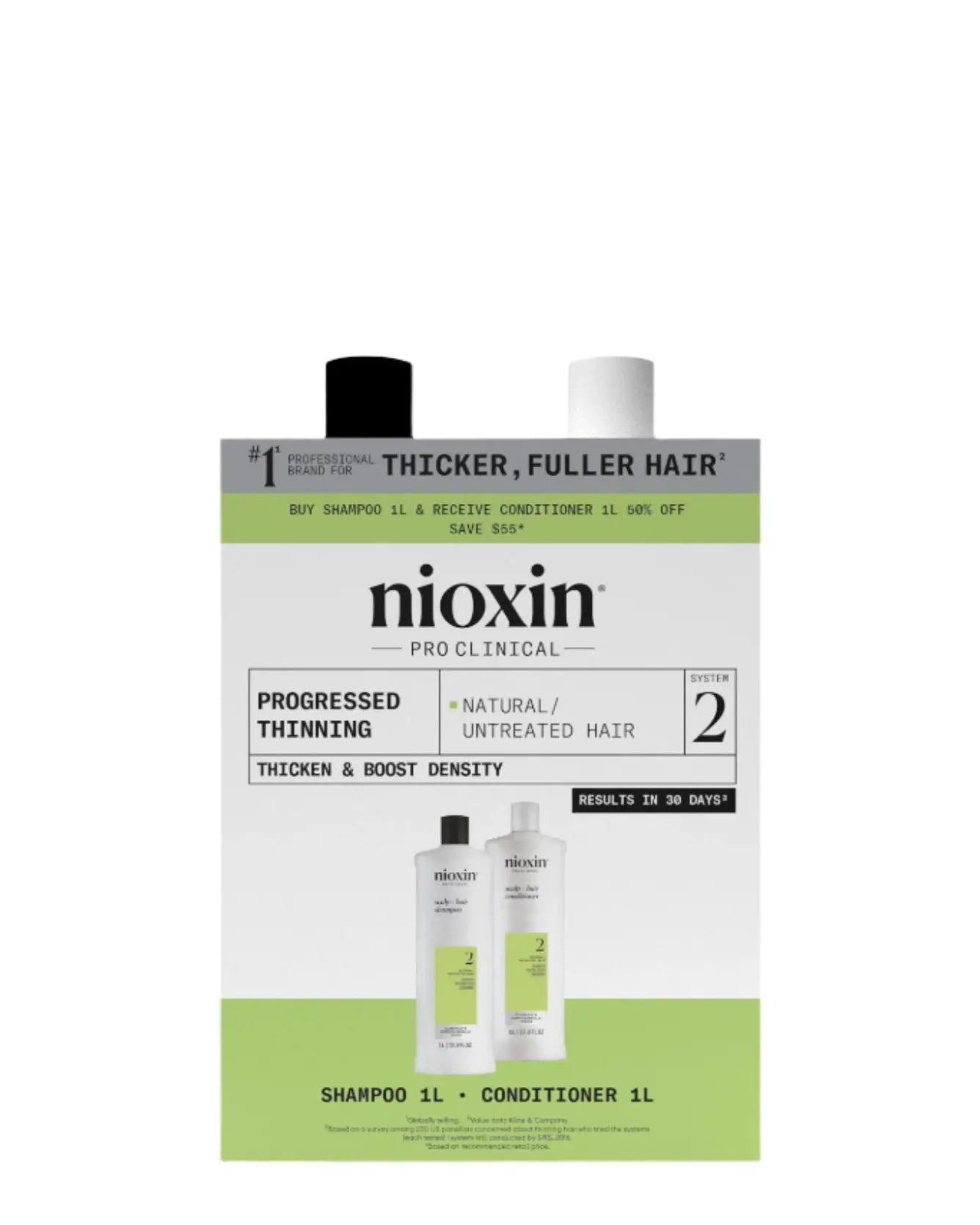 Nioxin No. 2 Shampoo and Conditioner Duo 1L Shampoo/Conditioner Nioxin