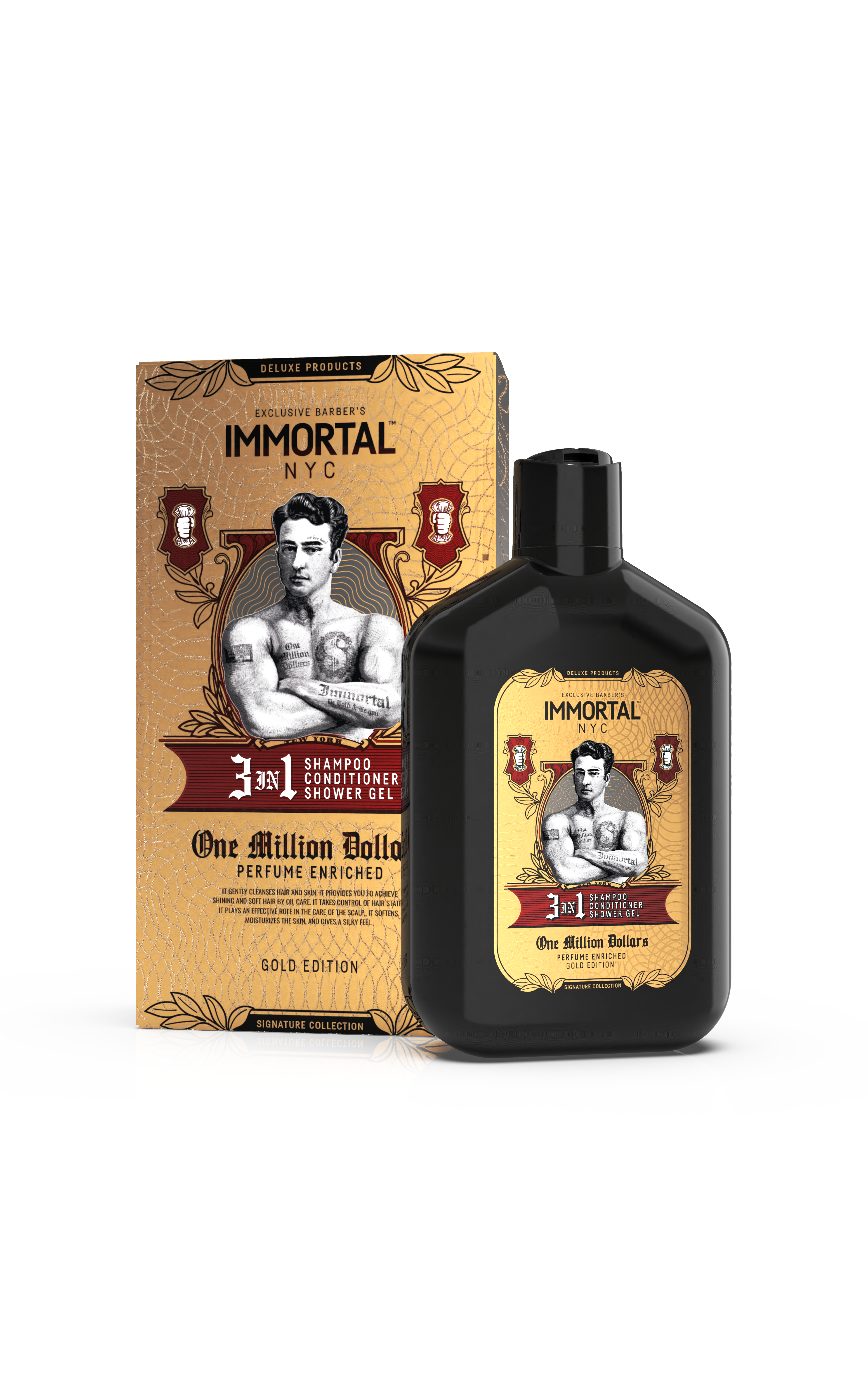 Immortal NYC 3 in 1 Shampoo Conditioner Body Wash One Million Dollars 500ml Shampoo/Conditioner Immortal