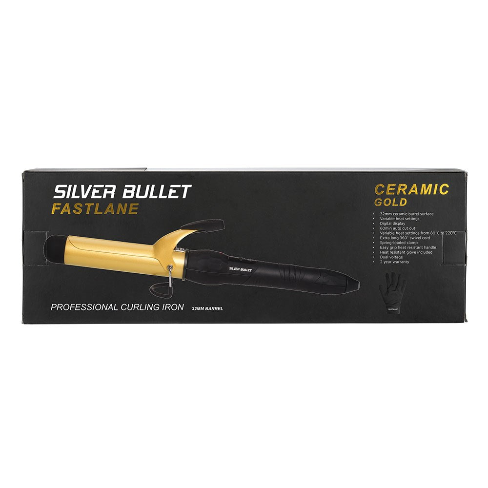 Silver Bullet Fastlane Ceramic Curling Iron Gold 32mm Curling Silver Bullet