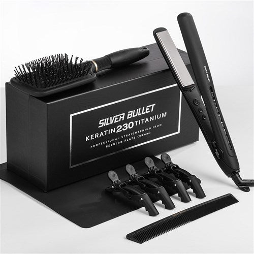 Silver Bullet Keratin 230 Titanium Wide Hair Straightener Silver 38mm