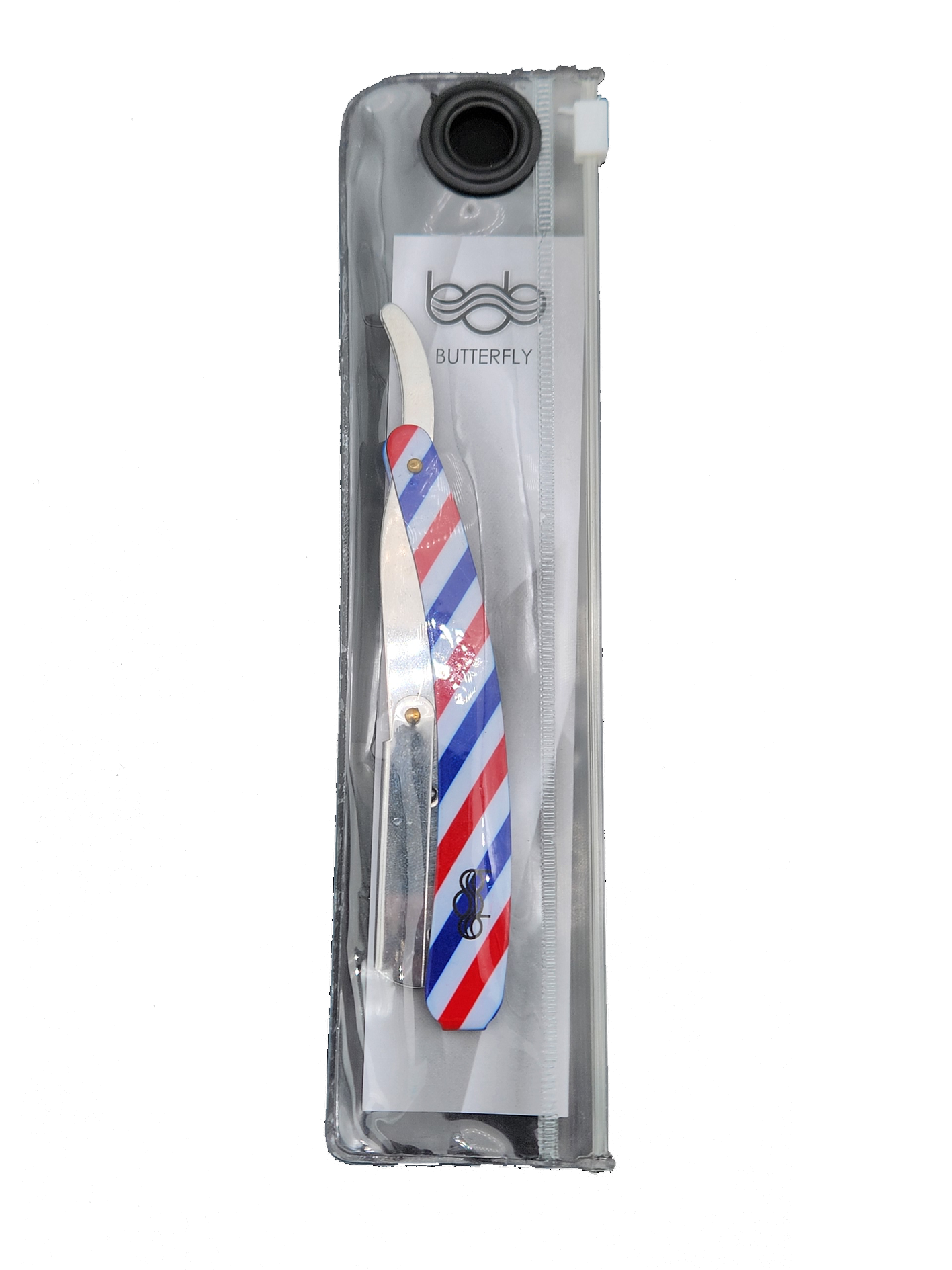 BOB Butterfly Metal Handle Cut Throat Shaving Razor - Barber Pole Razors Bob