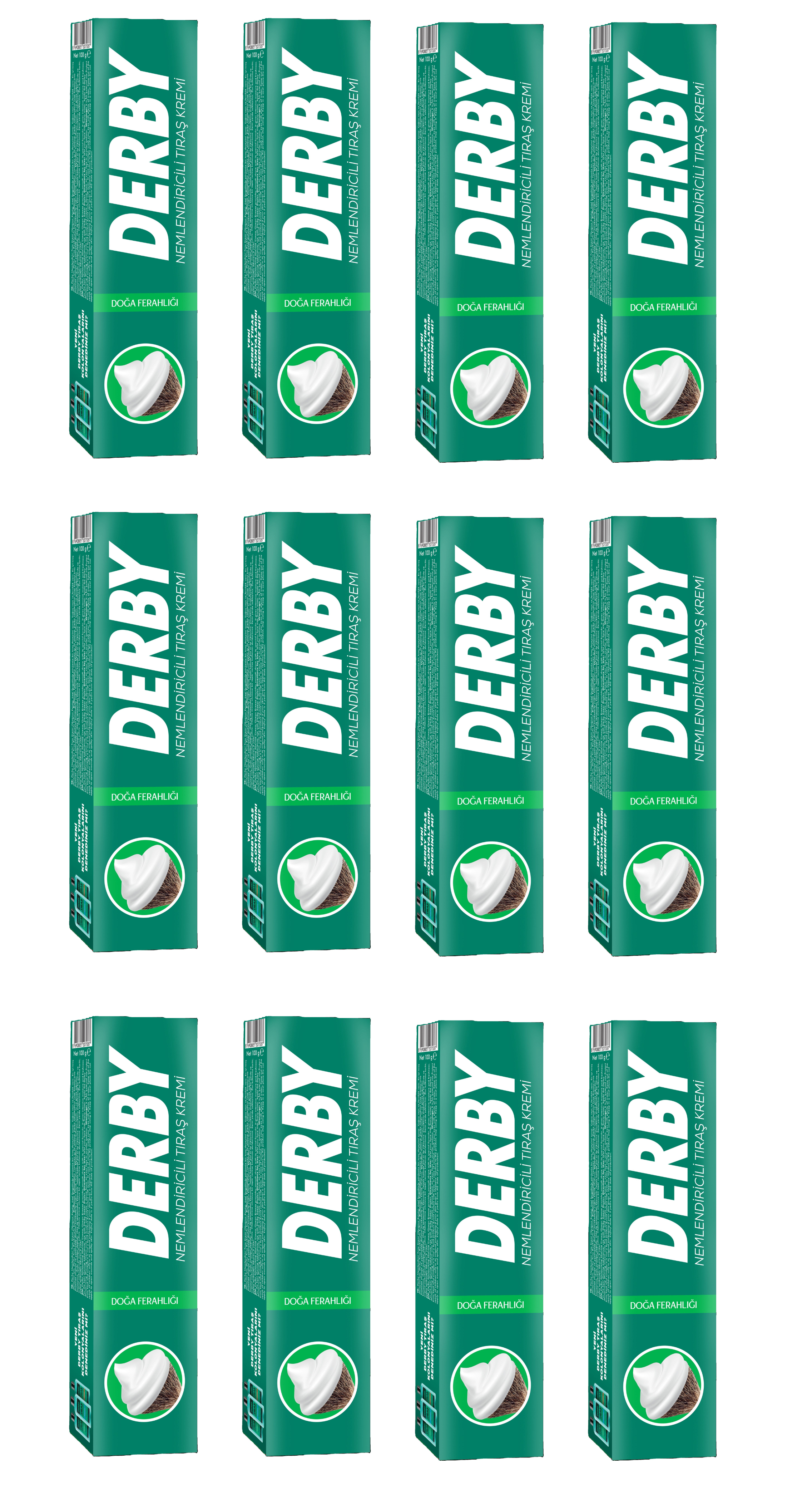 Derby Shaving Cream 12 Pack Bundle - Professional Turkish Shaving Cream Tube 100g - Natural Scent Shaving Products Derby