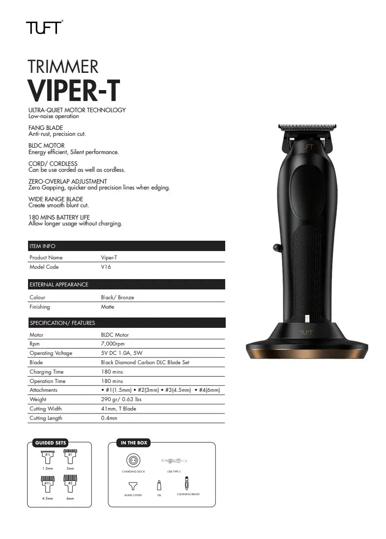 TUFT Viper Professional Cordless Hair Trimmer Trimmer Tuft