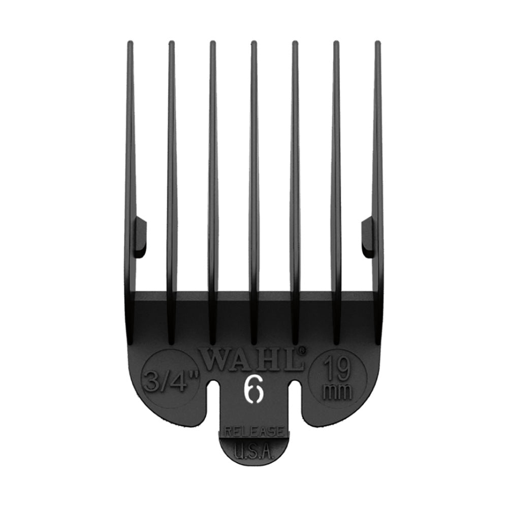 Wahl No. 6 Plastic Tab Attachment Comb 3/4inch Black Clipper/Trimmer Attachment Wahl