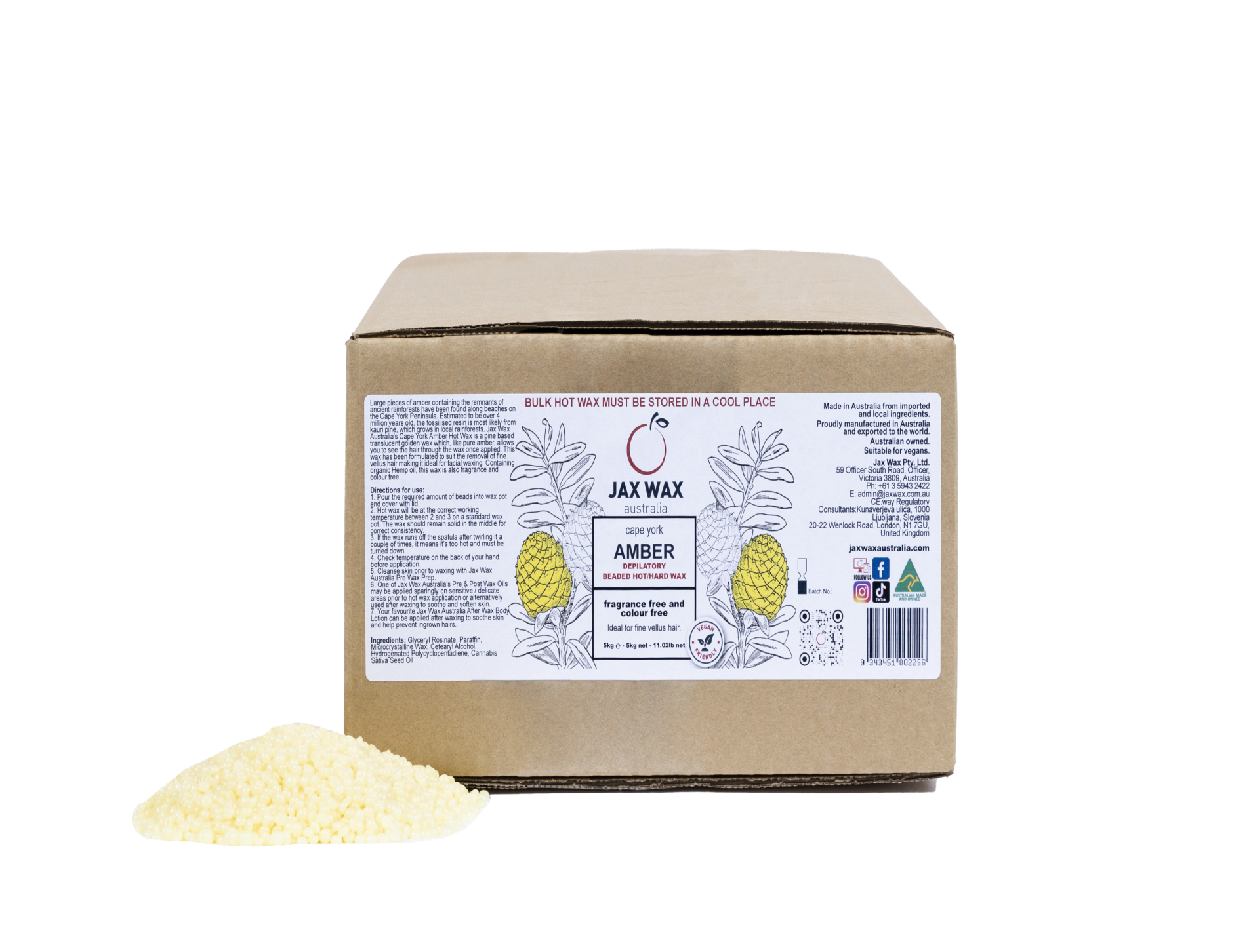 Jax Wax Cape York Amber Hot Wax Beads 5kg - Bulk Size Waxing Jax Wax