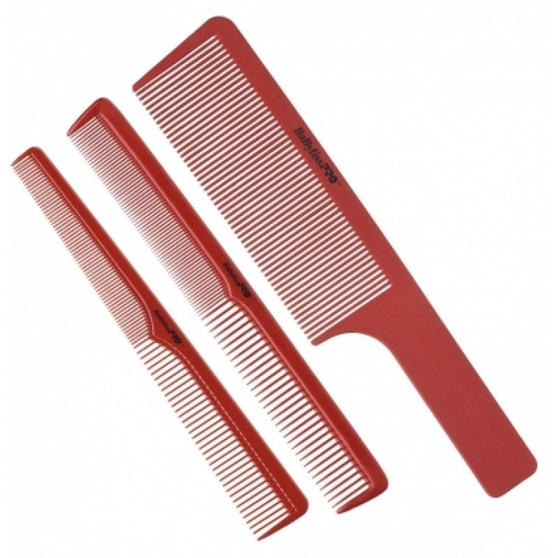 BaBylissPRO Barberology Comb Set 3pc - Red Comb BaBylissPRO