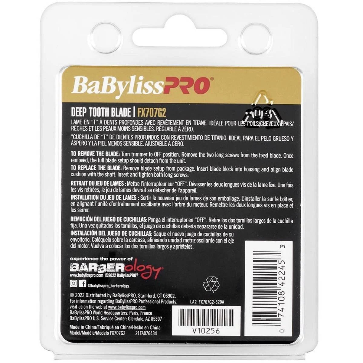 BaBylissPRO Gold T-Blade 2.0mm Deep Tooth FX707G2 Trimmer/Clipper Blades BaBylissPRO