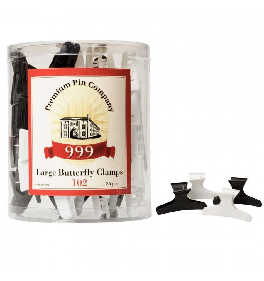 Premium Pin Company 999 Large Black & White Butterfly Clamps 36pc - 102 Hair Clips- Ties - Accessories 999