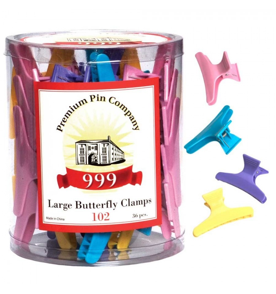 Premium Pin Company 999 Large Coloured Butterfly Clamps 36pc - 102 Hair Clips- Ties - Accessories 999