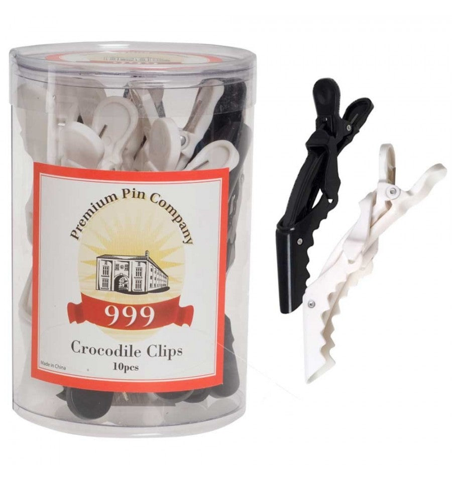 Premium Pin Company 999 Crocodile Clips Black & White 10pc - Large Hair Clips- Ties - Accessories 999