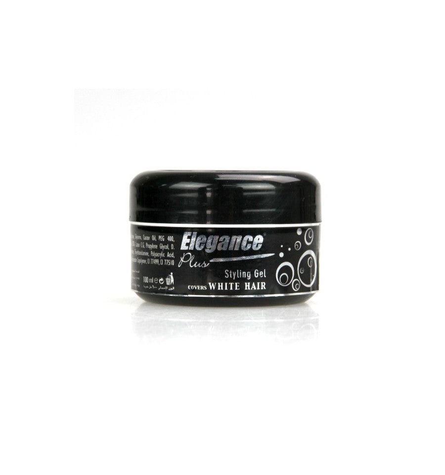 Elegance Plus Black Styling Hair Gel Covers White Hair 100ml Hair Gel Elegance